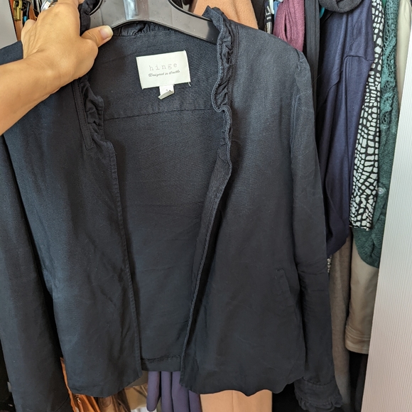 Hinge Seattle Open Boho Black Blazer, Swing Coat, S - Picture 5 of 7